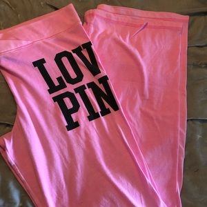 VS PINK hot pink sleep pants like new